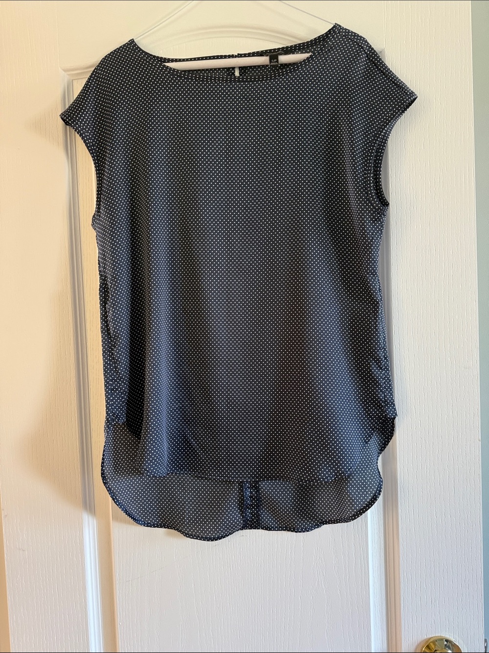 Banana Republic Navy Dot Cap-Sleeve Blouse